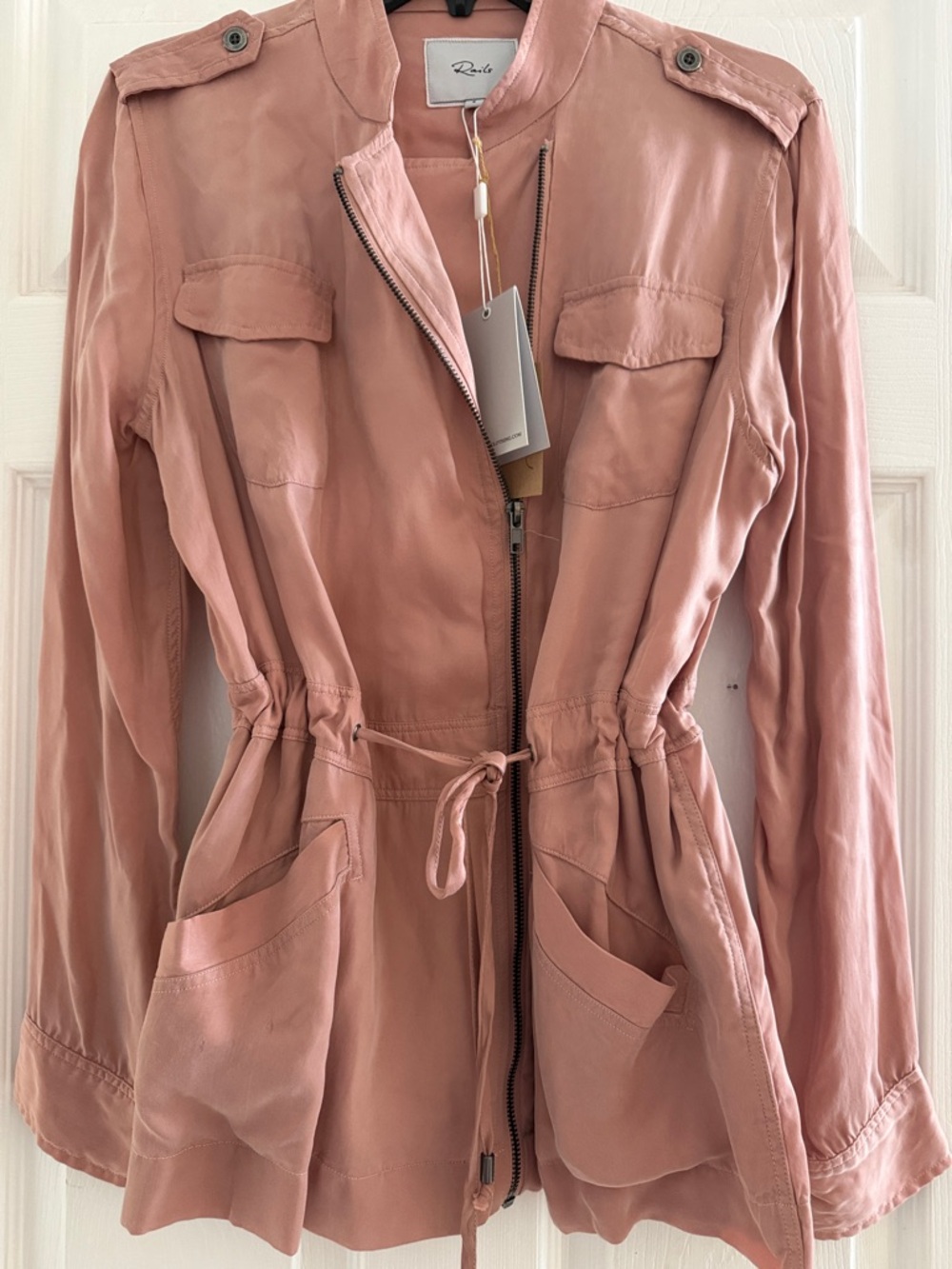 Rails Sz Small Maeve Pink Utility Military Jacket Front Slash Pockets NWT $ $238